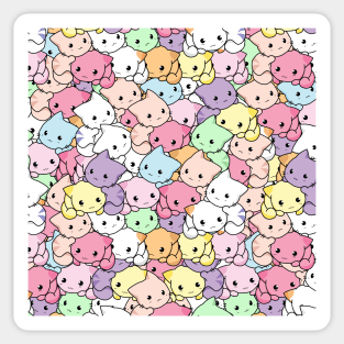 Kawaii Pastel Kittens Pattern - Pile of colorful cute cats Sticker